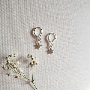 Star Charm Hoop Earrings